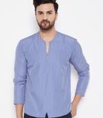 Blue plain cotton men-kurtas