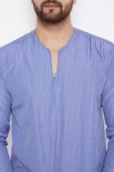 Blue plain cotton men-kurtas