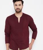 Maroon plain cotton men-kurtas