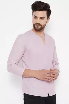 Pink woven cotton men-kurtas