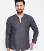Grey woven cotton men-kurtas