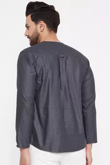 Grey woven cotton men-kurtas