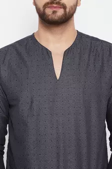 Grey woven cotton men-kurtas