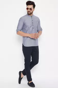 Grey plain viscose rayon men-kurtas