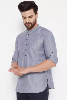 Grey plain viscose rayon men-kurtas
