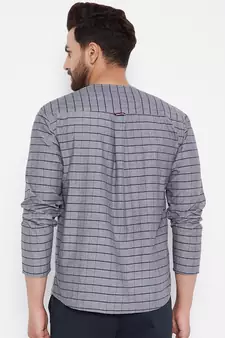 Grey plain dupion silk men-kurtas