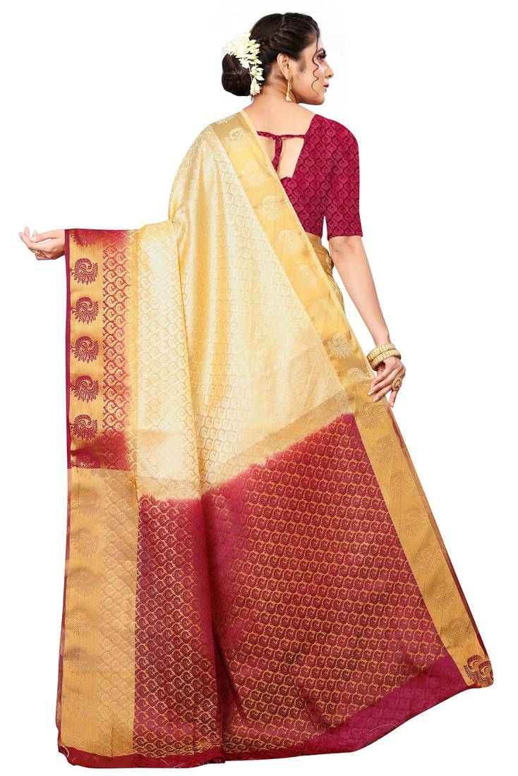 Chiku Colour Soft Silk Saree With Blouse
