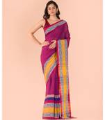 Purple Handwoven cotton saree