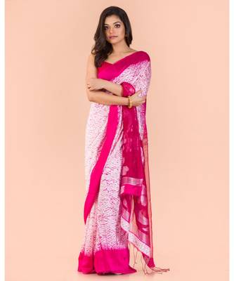 Pink matka silk jamdani saree 2
