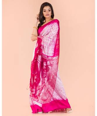 Pink matka silk jamdani saree 3