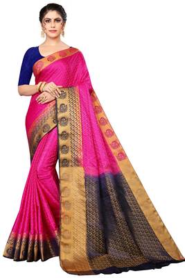 Pink Colour Soft Silk Saree With Blouse 1