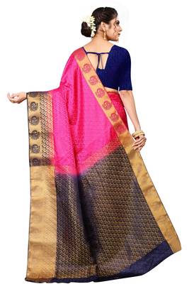 Pink Colour Soft Silk Saree With Blouse 2