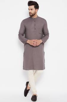 Grey plain viscose rayon men-kurtas