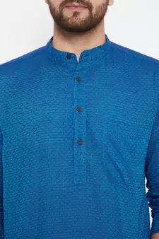 Blue plain cotton men-kurtas