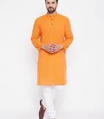 Orange plain cotton men-kurtas