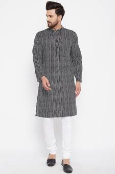 Black plain viscose rayon men-kurtas