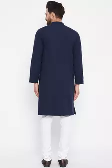 Blue plain cotton men-kurtas