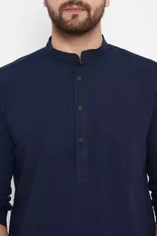 Blue plain cotton men-kurtas