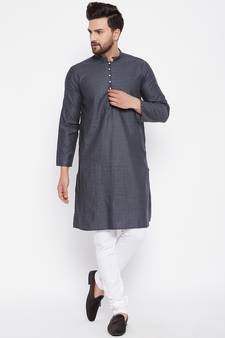 Grey woven cotton men-kurtas