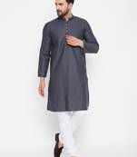 Grey woven cotton men-kurtas