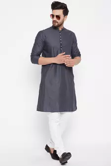 Grey woven cotton men-kurtas