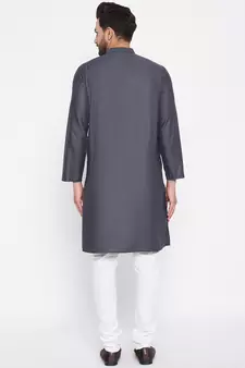 Grey woven cotton men-kurtas