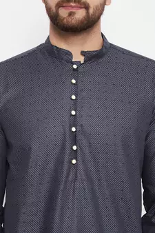 Grey woven cotton men-kurtas