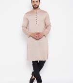 Beige woven viscose rayon men-kurtas
