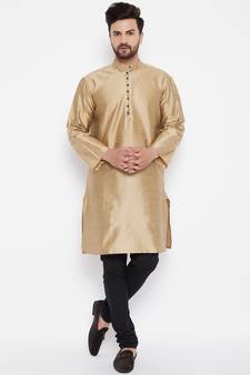 Gold woven dupion silk men-kurtas