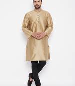 Gold woven dupion silk men-kurtas