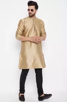 Gold woven dupion silk men-kurtas