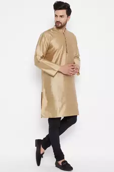 Gold woven dupion silk men-kurtas