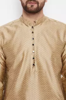 Gold woven dupion silk men-kurtas
