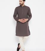Brown woven cotton men-kurtas