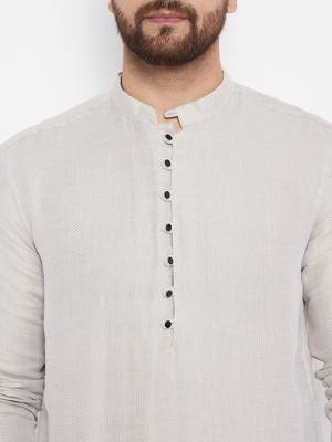 Beige plain cotton men-kurtas 5