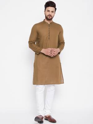 Brown plain cotton men-kurtas 1