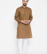 Brown plain cotton men-kurtas