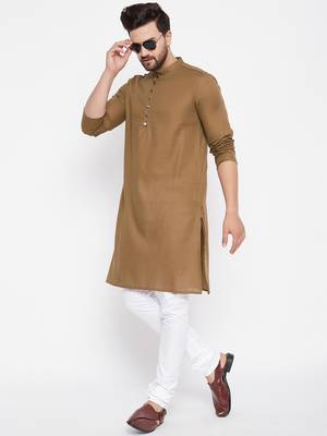 Brown plain cotton men-kurtas 2