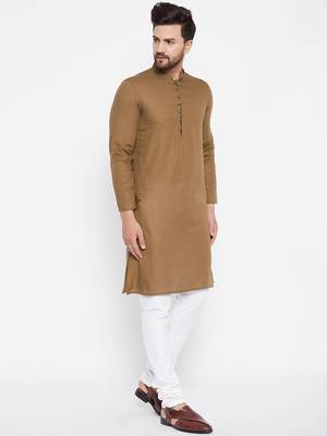 Brown plain cotton men-kurtas 3