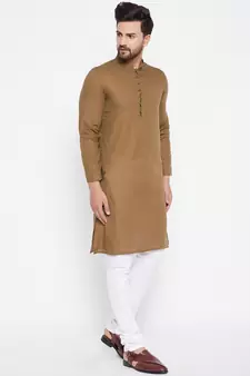 Brown plain cotton men-kurtas