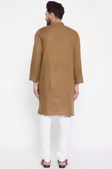 Brown plain cotton men-kurtas