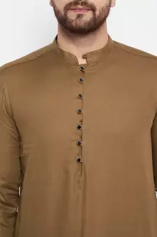Brown plain cotton men-kurtas