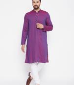 Purple plain viscose rayon men-kurtas