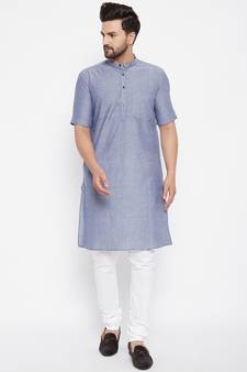 Grey woven cotton men-kurtas