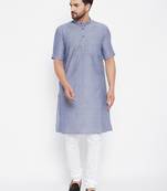 Grey woven cotton men-kurtas