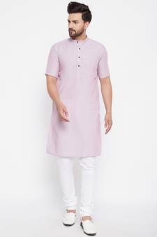 Pink plain viscose rayon men-kurtas