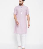 Pink plain viscose rayon men-kurtas