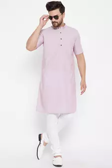 Pink plain viscose rayon men-kurtas