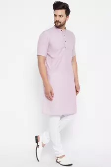Pink plain viscose rayon men-kurtas