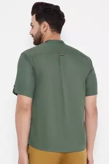 Green plain cotton men-kurtas